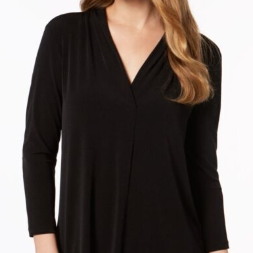Charter Club  Woman Black V Neck Top